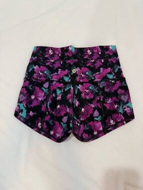Lululemon Purple Floral Spandex Shorts
